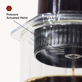 Close-up of an AeroPress Flow Control Cap on a white background #color_red